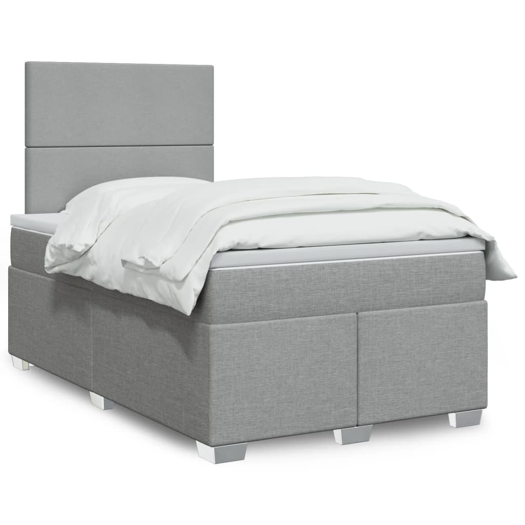 Boxspringbett mit Matratze Hellgrau 120×190 cm Stoff