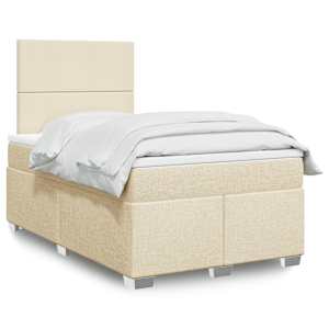 Box spring postelja z vzmetnico krem 120x190 cm blago