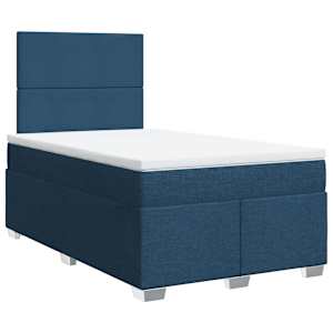 vidaXL Boxspringbett mit Matratze Blau 120x190 cm Stoff