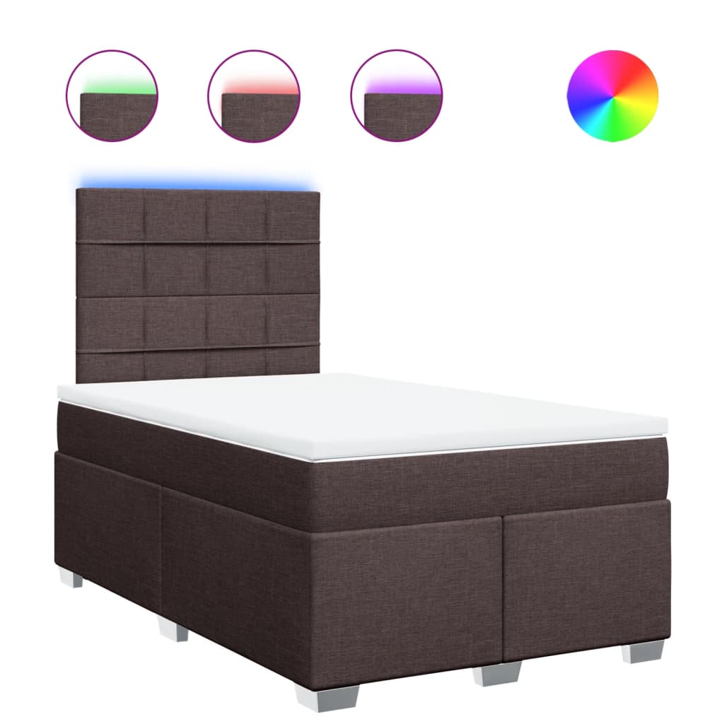 vidaXL Box spring postel s matrací tmavě hnědá 120x190 cm textil