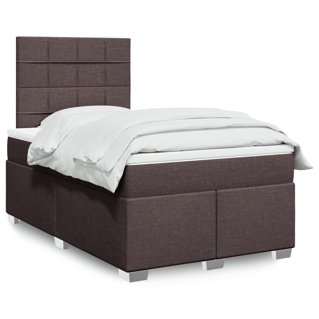 vidaXL Boxspringbett mit Matratze Dunkelbraun 120x190 cm Stoff