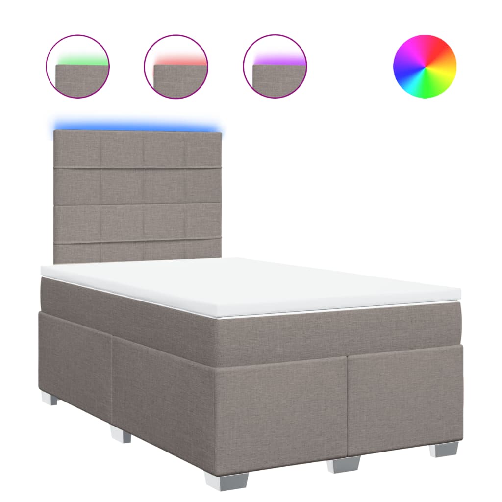 vidaXL Boxspring met matras stof taupe 120x190 cm, foto 3