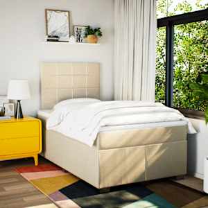Box spring postel s matrací krémová 120x190 cm textil - obrázek 4