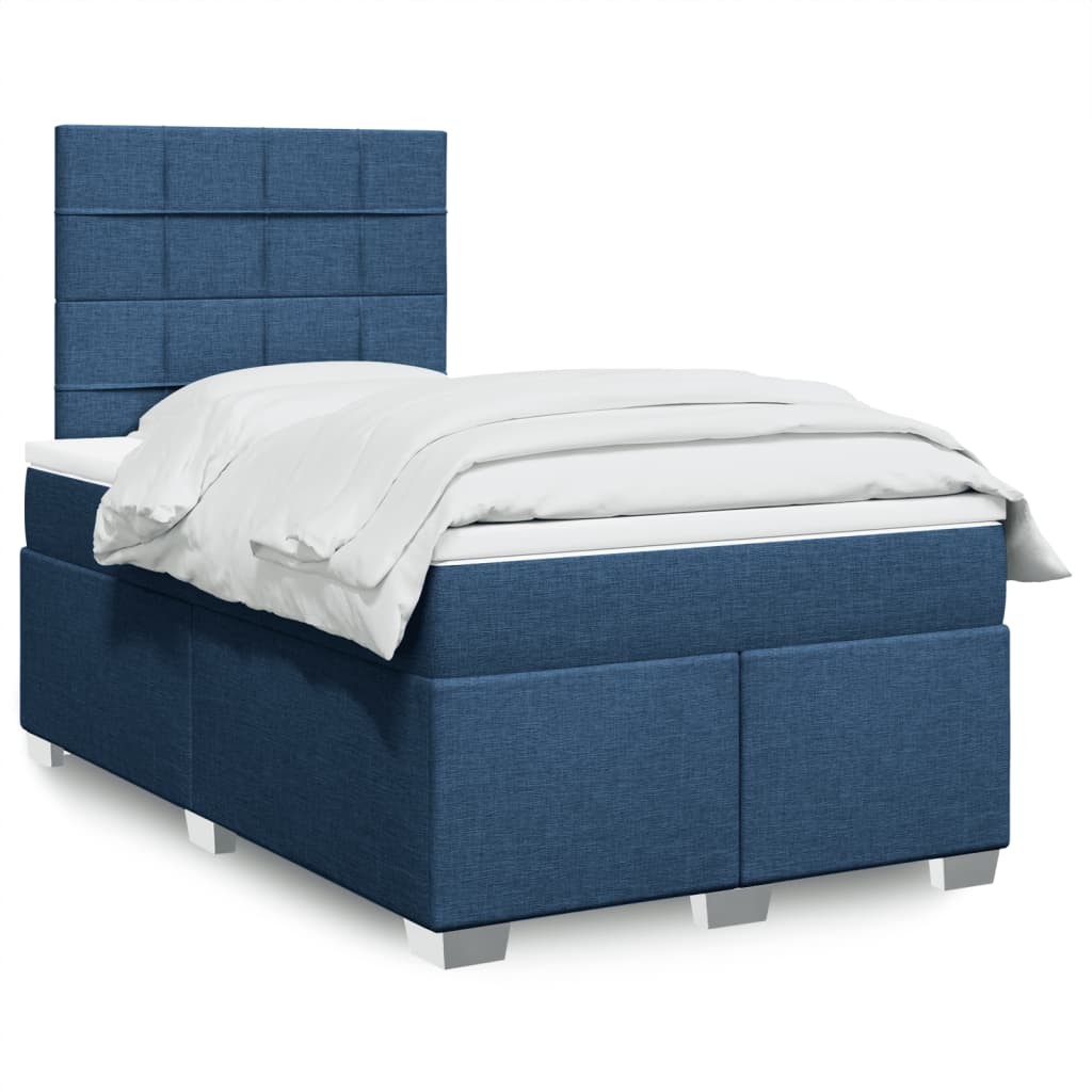 vidaXL Boxspringbett mit Matratze Blau 120x190 cm Stoff