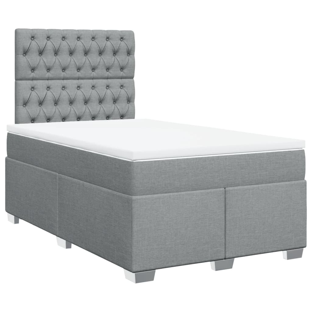 vidaXL Boxspring met matras stof lichtgrijs 120x190 cm afbeelding