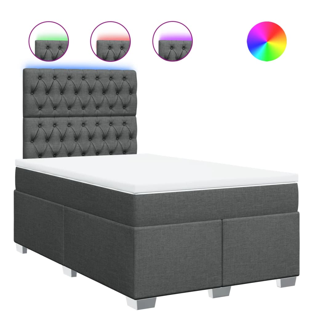 Thumbnail - vidaXL Boxspringbett mit Matratze Dunkelgrau 120x190 cm Stoff