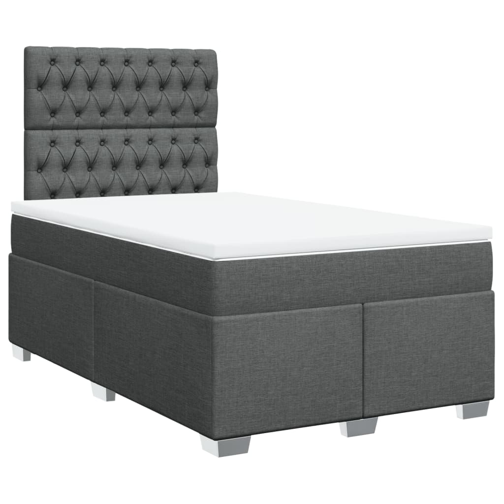 vidaXL Boxspring met matras stof donkergrijs 120x190 cm afbeelding