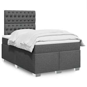 Box spring postel s matrací tmavě šedá 120x190 cm textil - obrázek 1