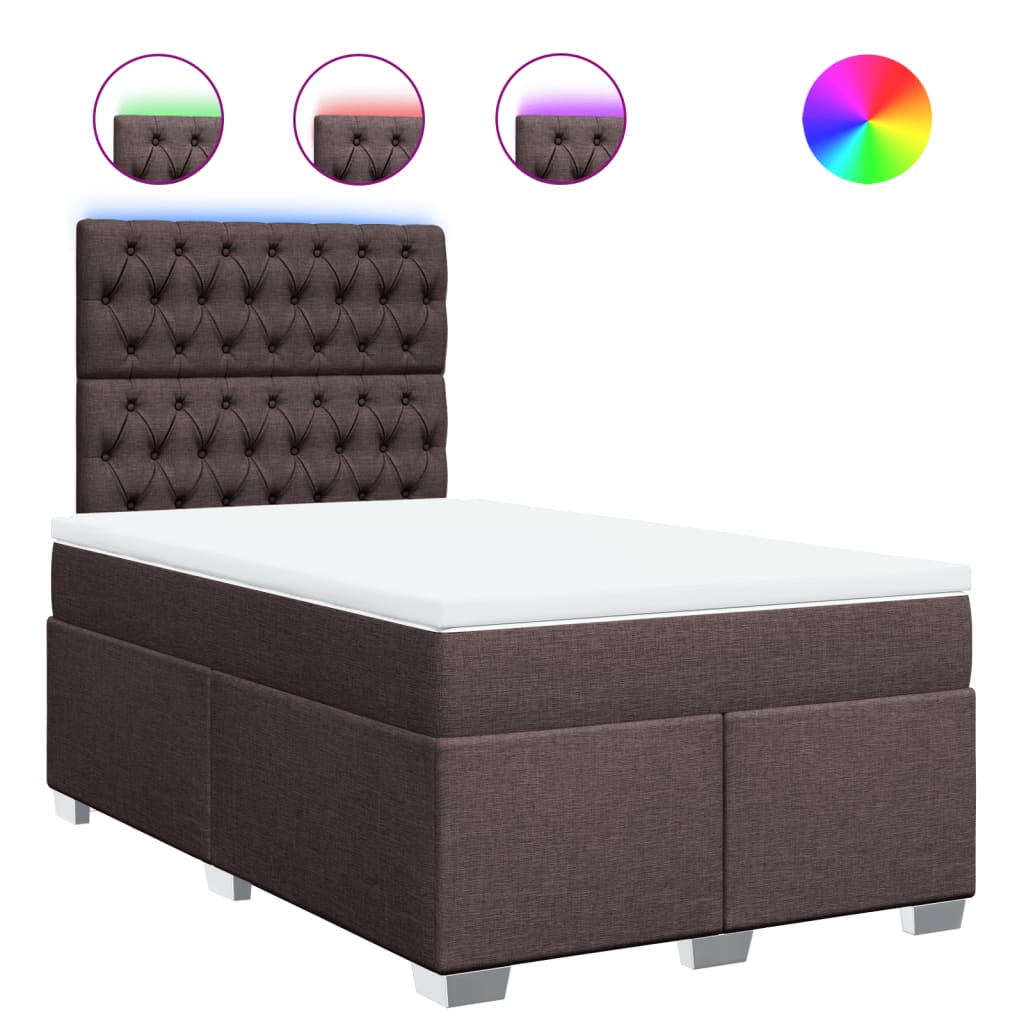 vidaXL Box spring postel s matrací tmavě hnědá 120x190 cm textil