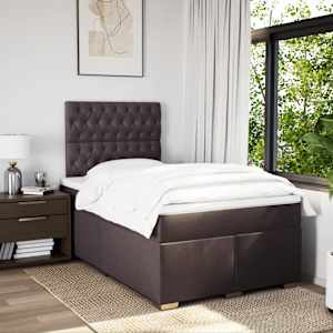 Box spring postel s matrací tmavě hnědá 120x190 cm textil - obrázek 4