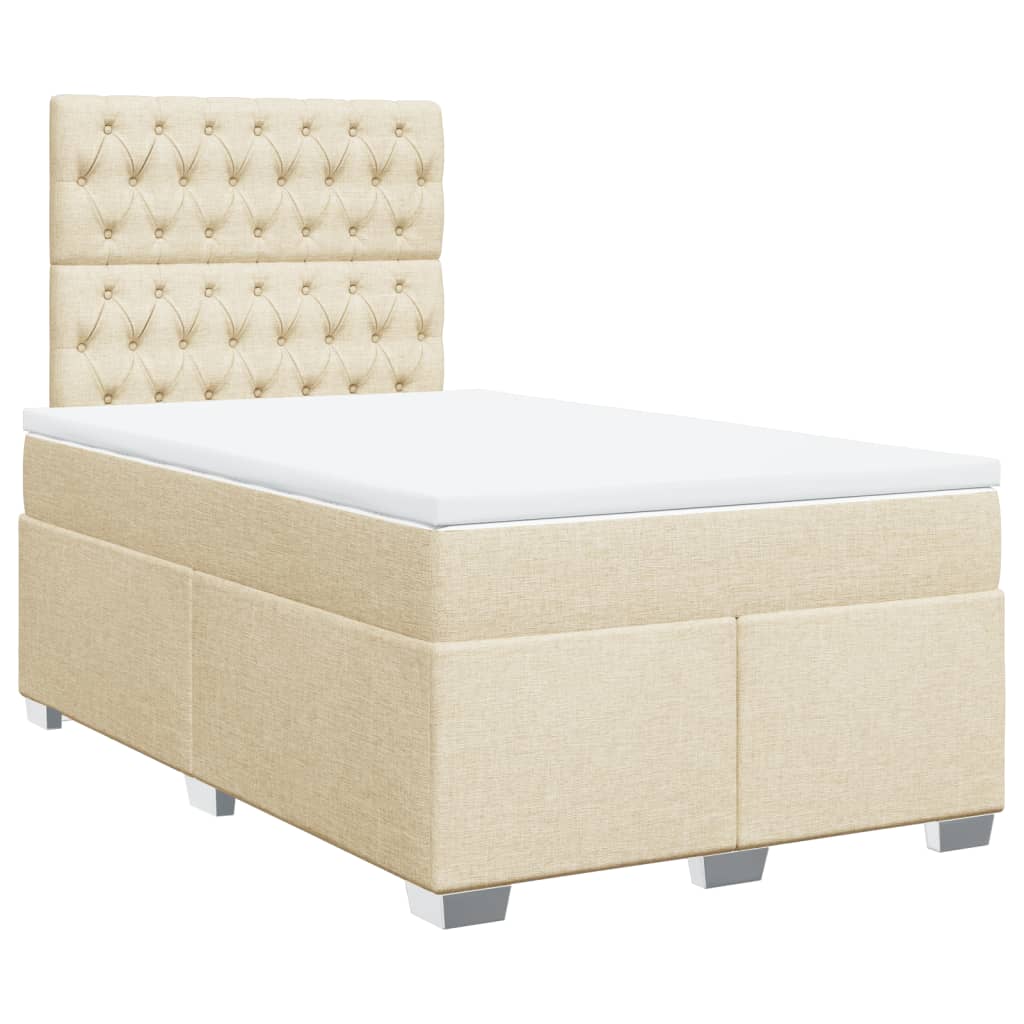 vidaXL Boxspring met matras stof crèmekleurig 120x190 cm afbeelding