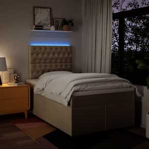 Box spring postel s matrací krémová 120x190 cm textil - obrázek 5