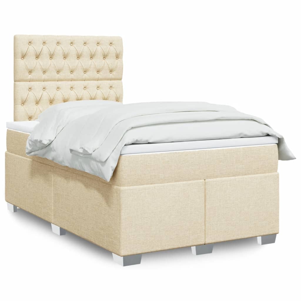 Boxspringbett mit Matratze Creme 120×190 cm Stoff