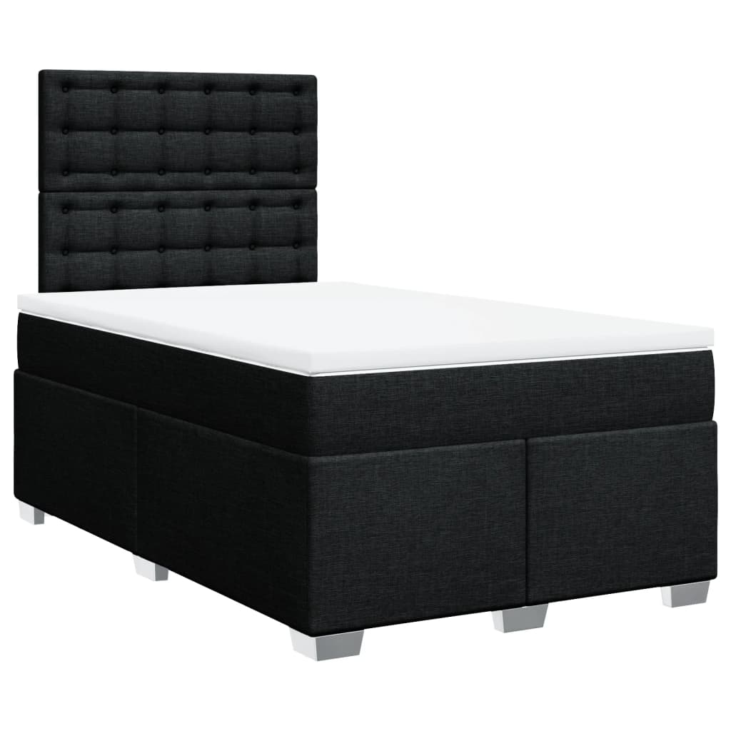 vidaXL Boxspring met matras stof zwart 120x190 cm afbeelding