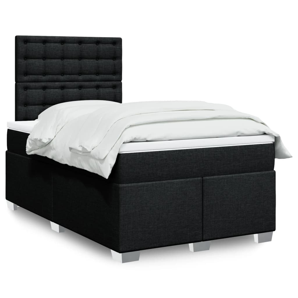 vidaXL Boxspringbett mit Matratze Schwarz 120x190 cm Stoff