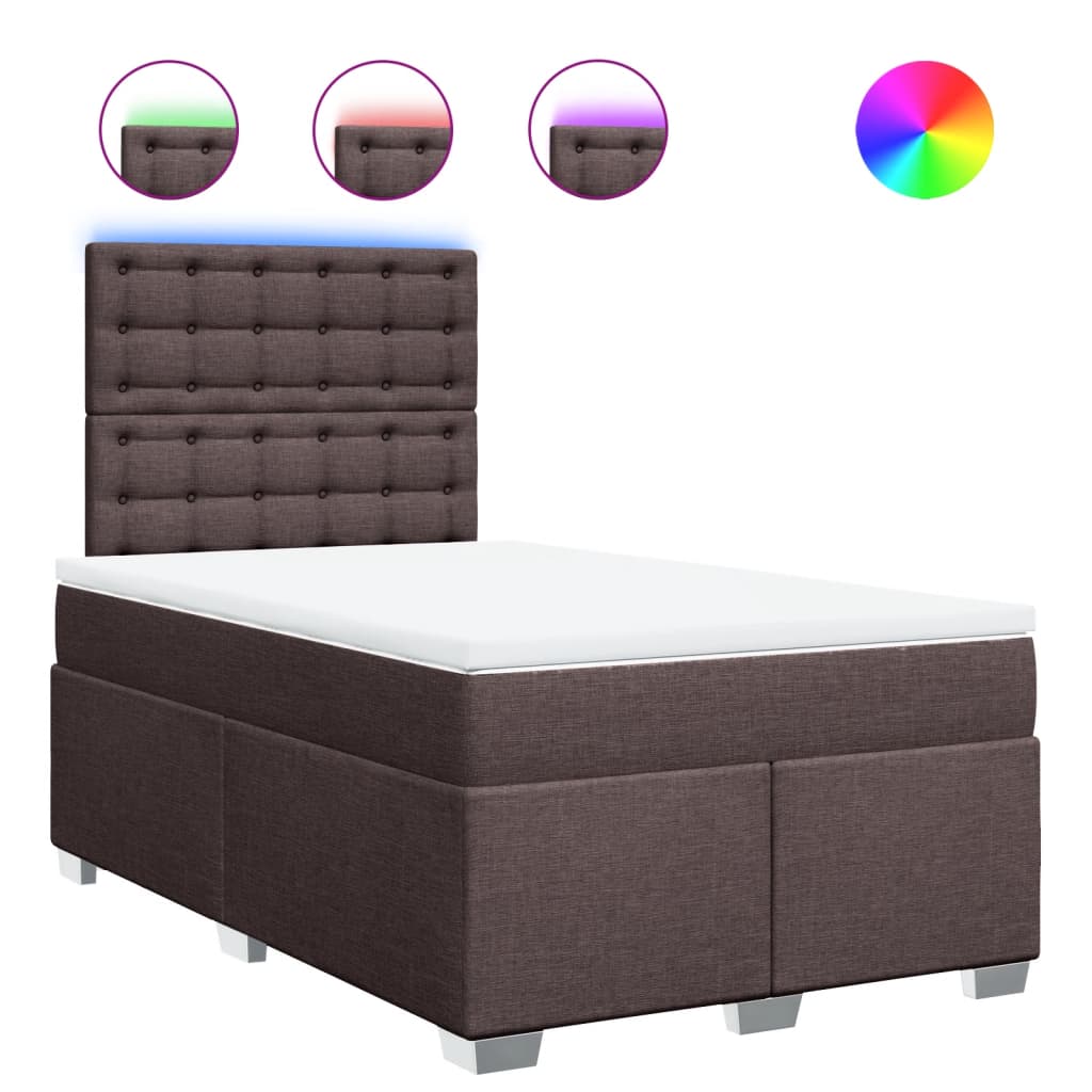vidaXL Box spring postel s matrací tmavě hnědá 120x190 cm textil