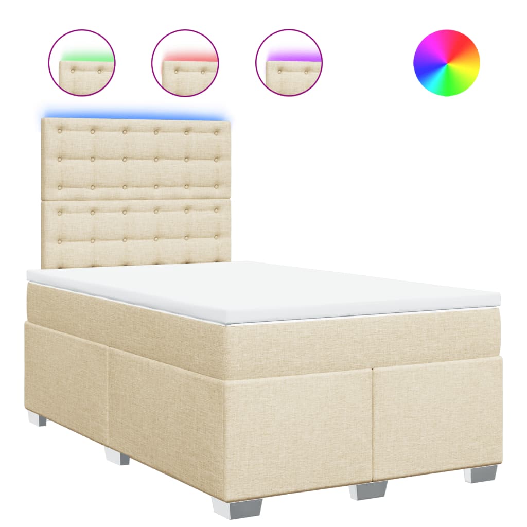 Thumbnail - vidaXL Boxspringbett mit Matratze Creme 120x190 cm Stoff