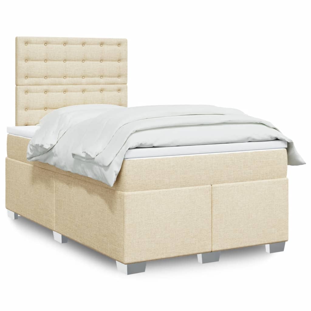 Boxspringbett mit Matratze Creme 120×190 cm Stoff