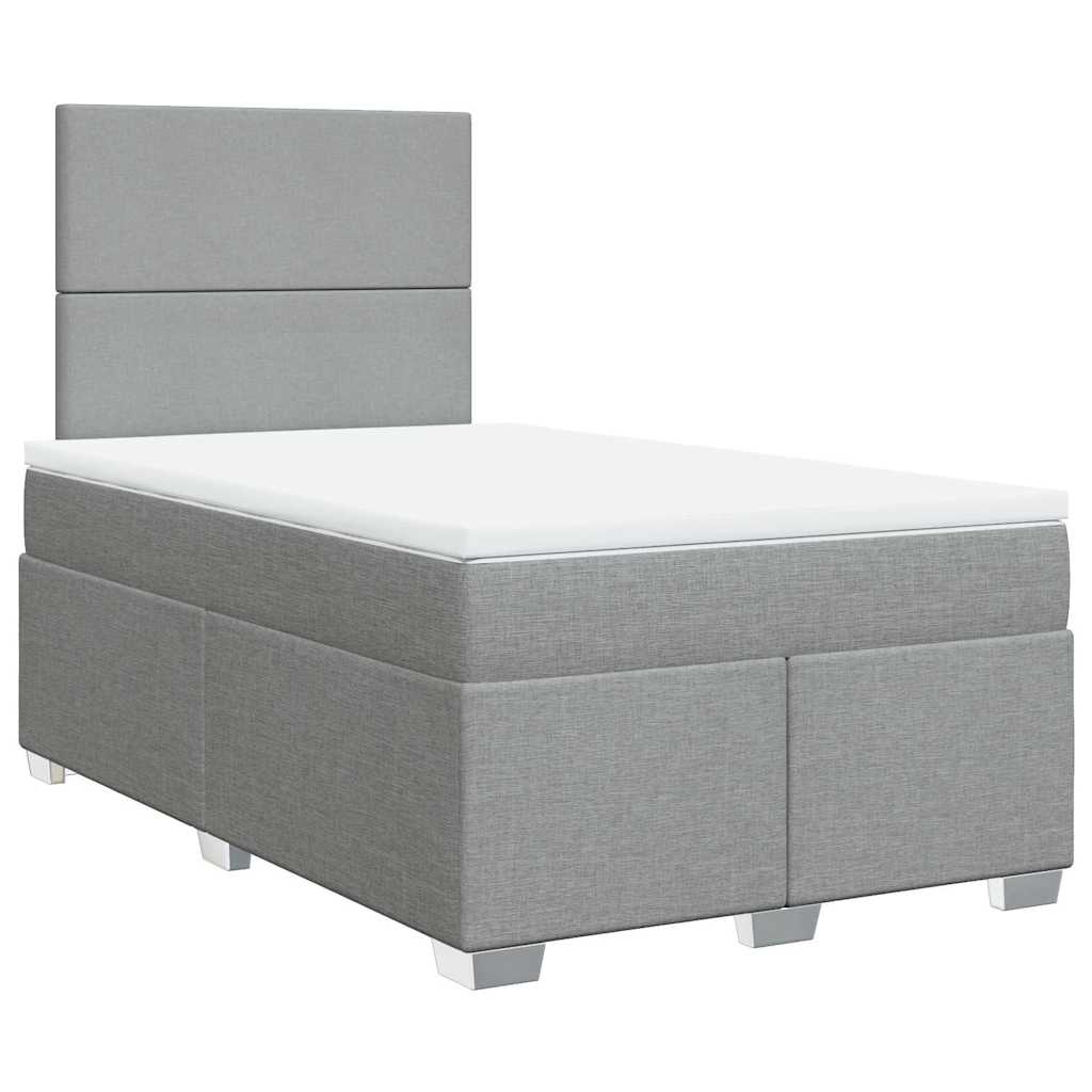 vidaXL Boxspring met matras stof lichtgrijs 120x200 cm afbeelding