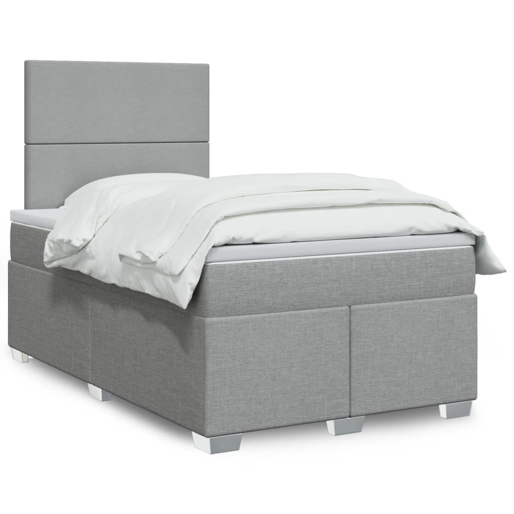 Boxspringbett mit Matratze Hellgrau 120×200 cm Stoff