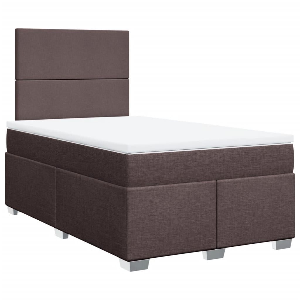 vidaXL Boxspring met matras stof donkerbruin 120x200 cm afbeelding