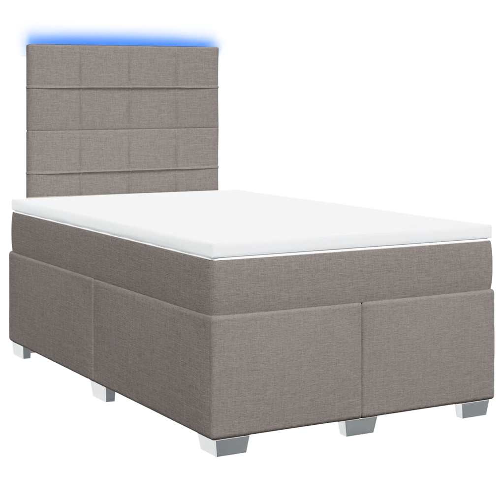 vidaXL Boxspring met matras stof taupe 120x200 cm afbeelding
