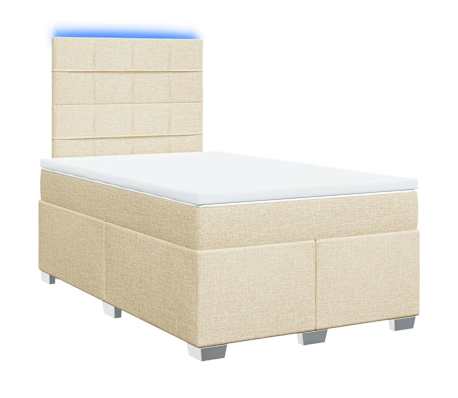 vidaXL Sommier &agrave; lattes de lit avec matelas Cr&egrave;me 120x200 cm Tissu