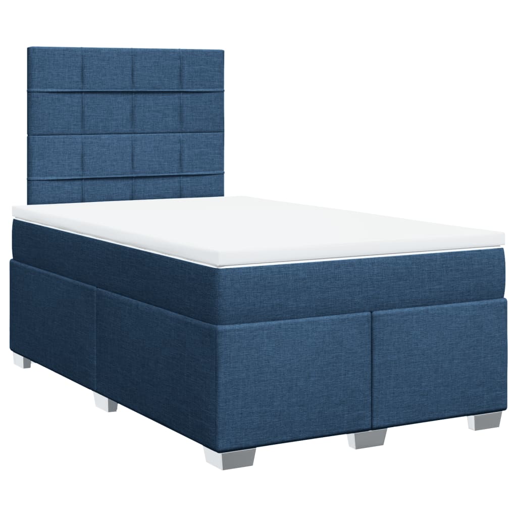 vidaXL Boxspring met matras stof blauw 120x200 cm afbeelding