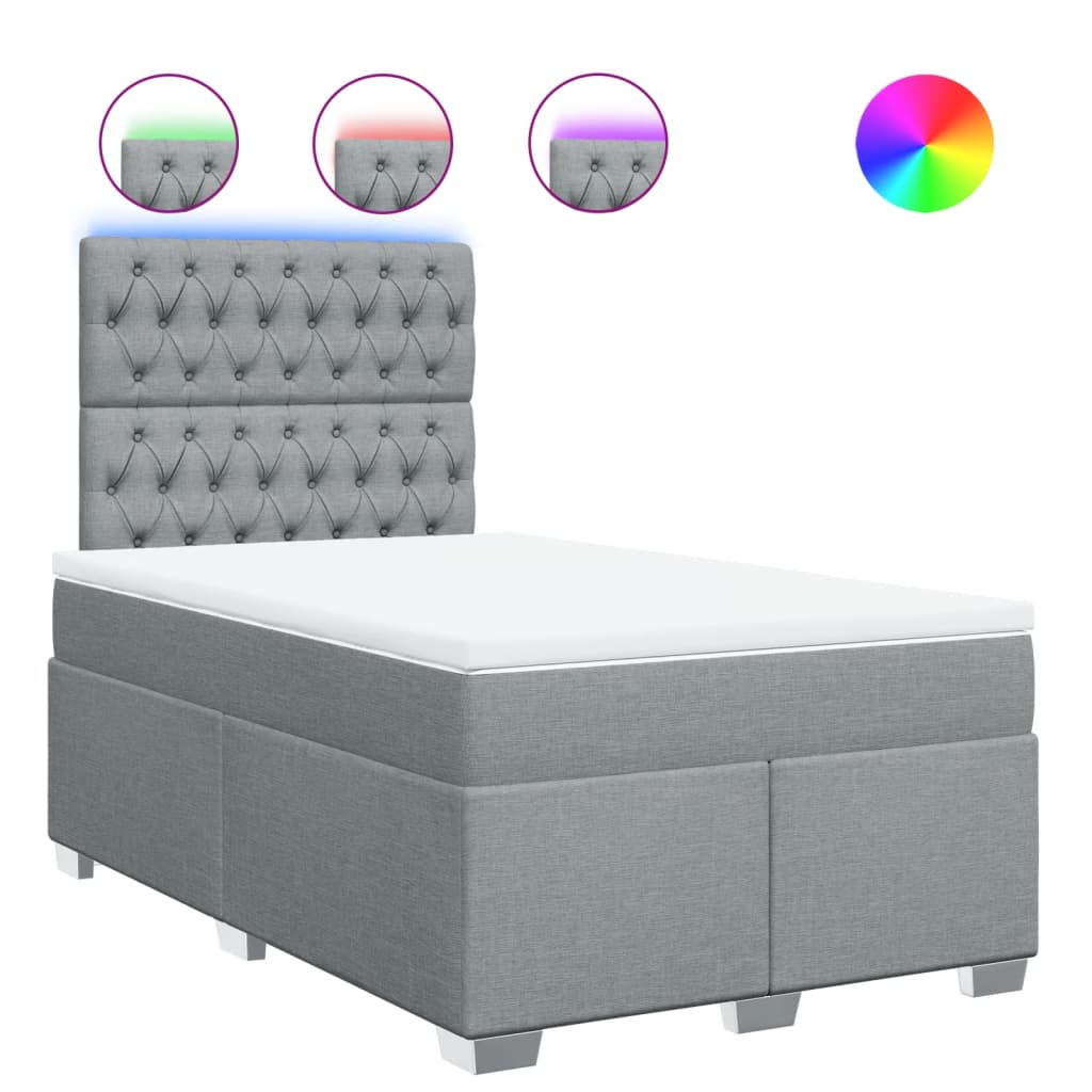 vidaXL Boxspring met matras stof lichtgrijs 120x200 cm grijs, foto 3
