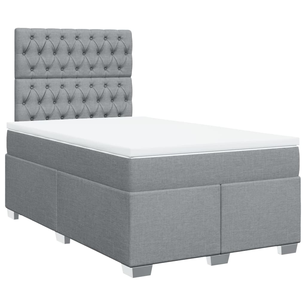 vidaXL Boxspring met matras stof lichtgrijs 120x200 cm afbeelding