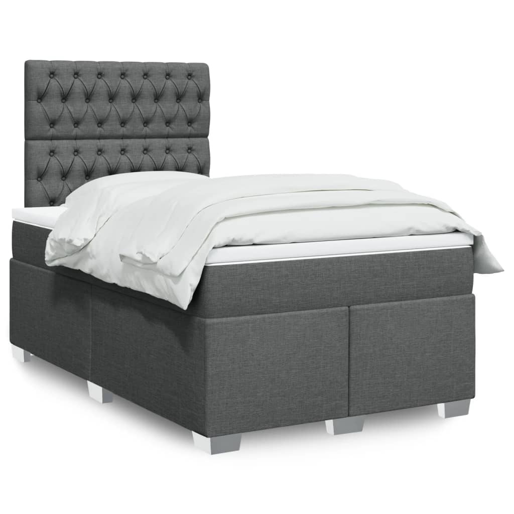 Boxspringbett mit Matratze Dunkelgrau 120×200 cm Stoff