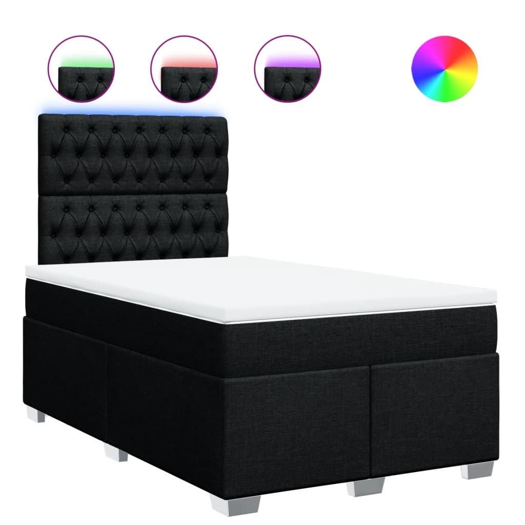 Thumbnail - vidaXL Boxspringbett mit Matratze Schwarz 120x200 cm Stoff