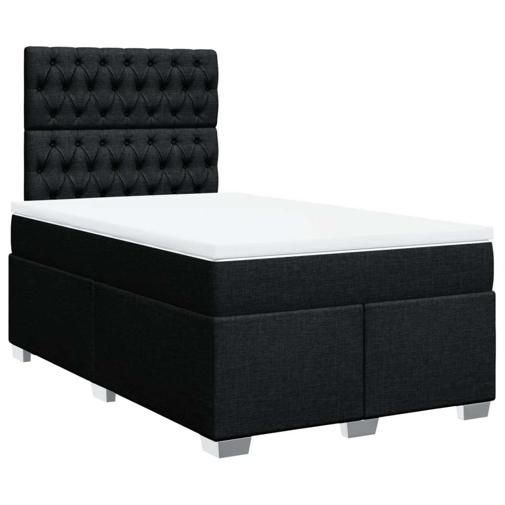 vidaXL Boxspring met matras stof zwart 120x200 cm afbeelding