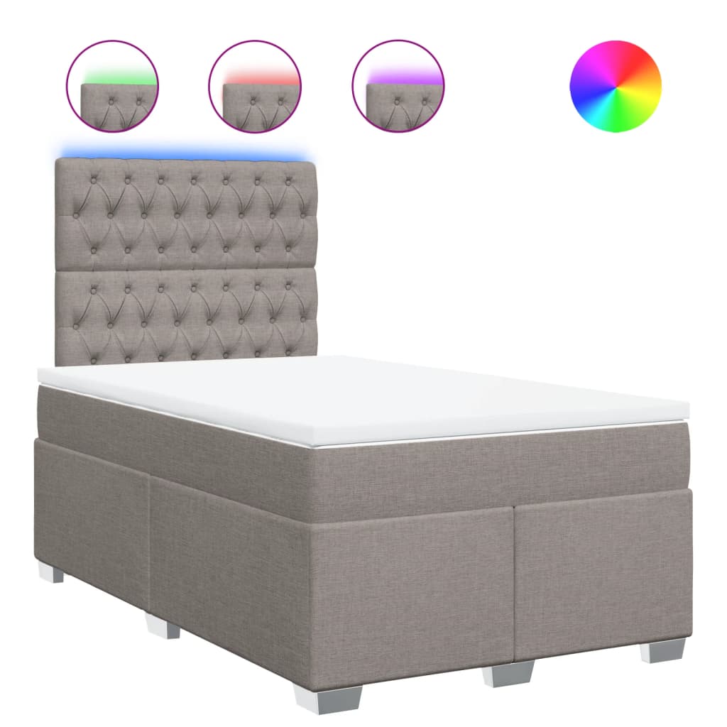 vidaXL Boxspring met matras stof taupe 120x200 cm, foto 3