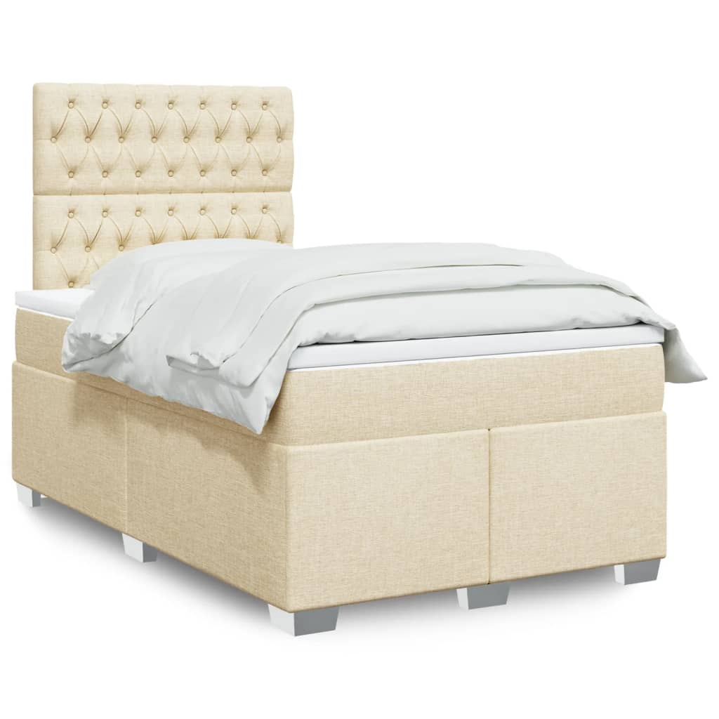 Boxspringbett mit Matratze Creme 120×200 cm Stoff