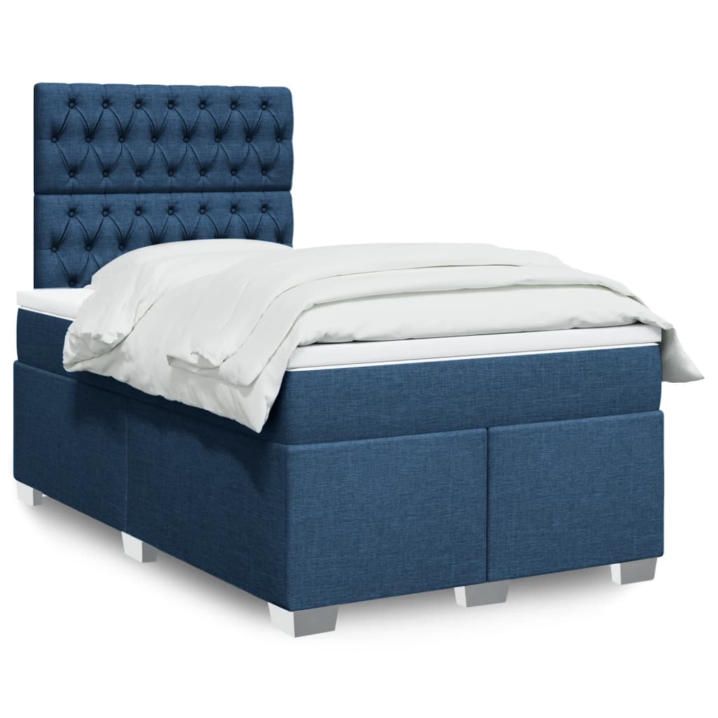 Boxspringbett mit Matratze Blau 120×200 cm Stoff