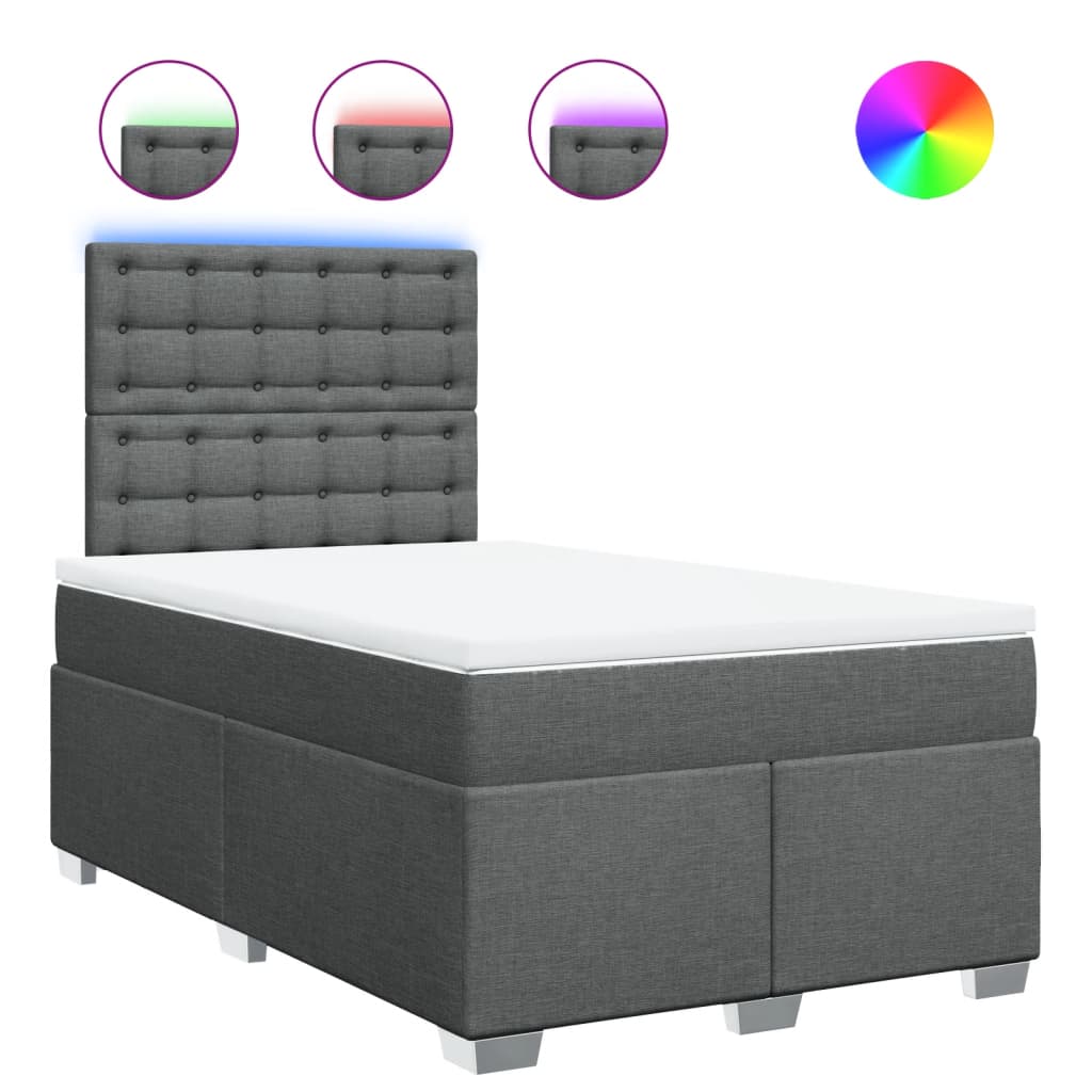 VidaXL Box spring postel s matrací tmavě šedá 120x200 cm textil