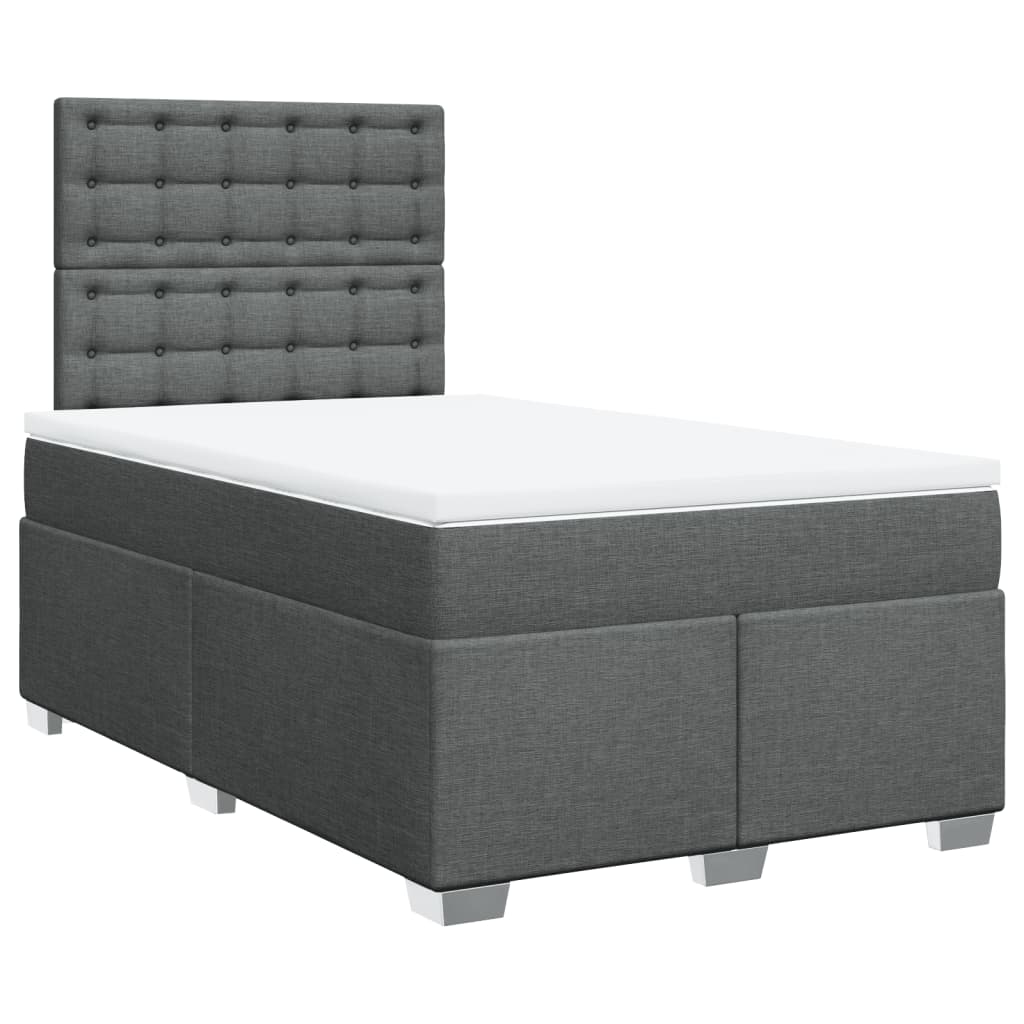 vidaXL Boxspring met matras stof donkergrijs 120x200 cm afbeelding