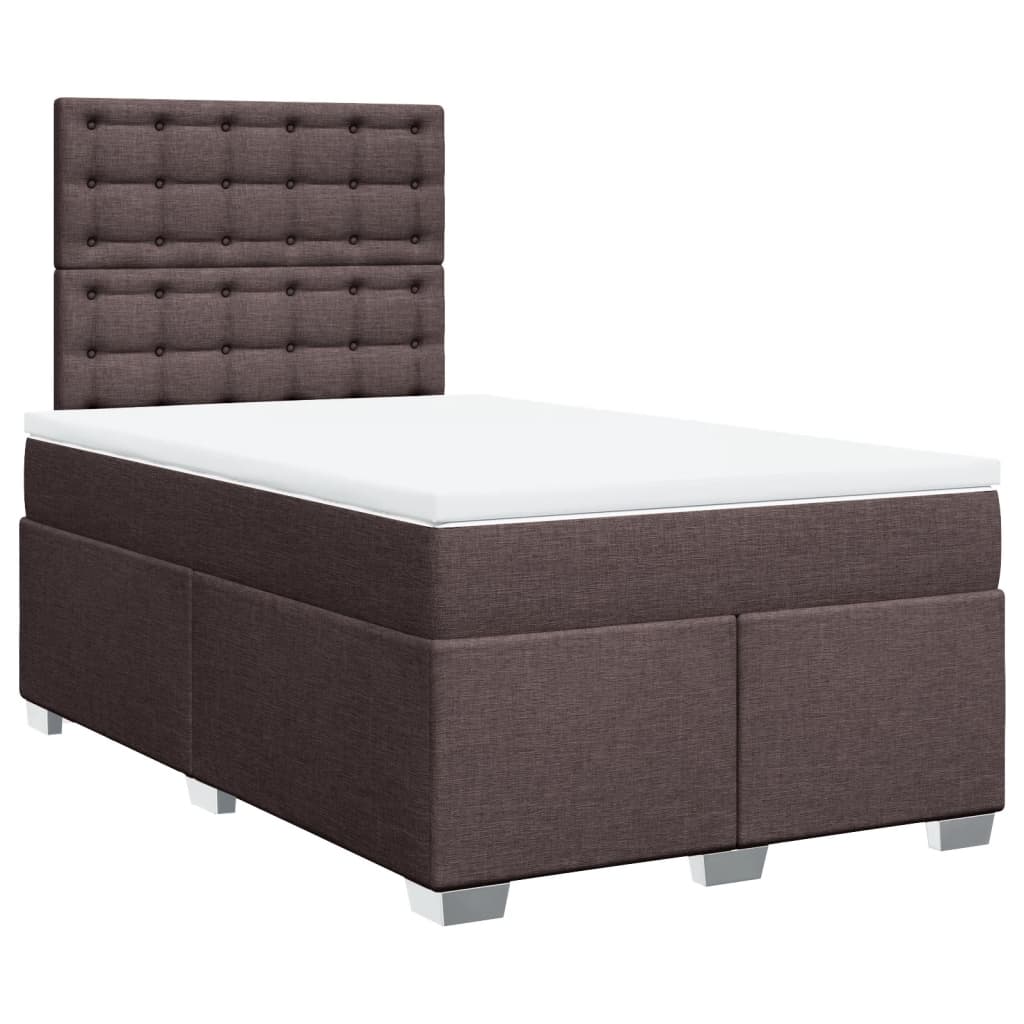 vidaXL Boxspring met matras stof donkerbruin 120x200 cm afbeelding