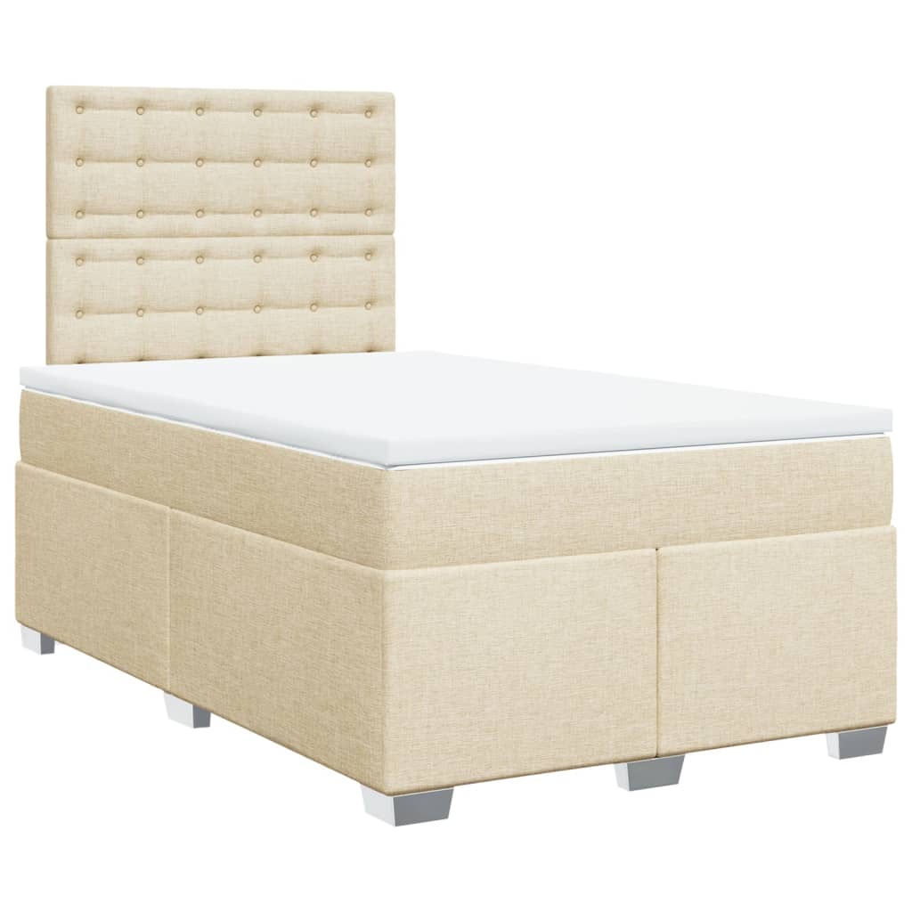 vidaXL Boxspring met matras stof crèmekleurig 120x200 cm afbeelding