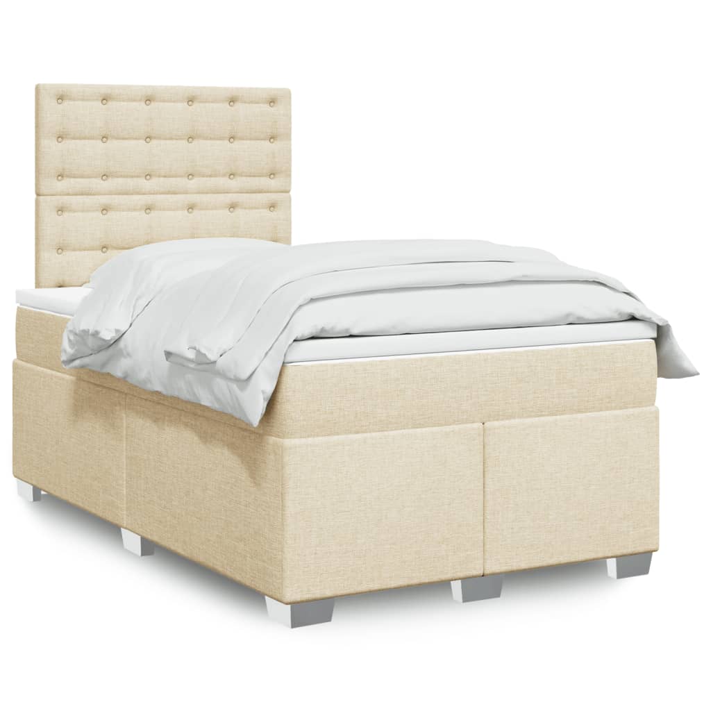 Boxspringbett mit Matratze Creme 120×200 cm Stoff