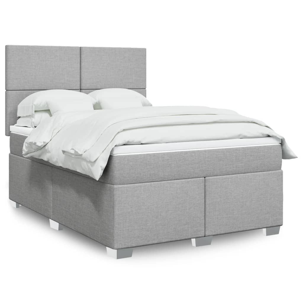 vidaXL Boxspringbett mit Matratze Hellgrau 140x190 cm Stoff