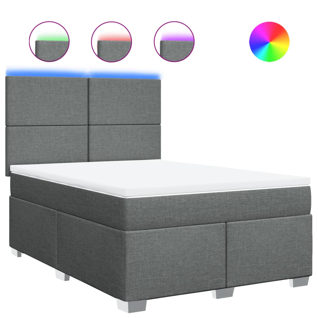 Thumbnail - vidaXL Boxspringbett mit Matratze Dunkelgrau 140x190 cm Stoff