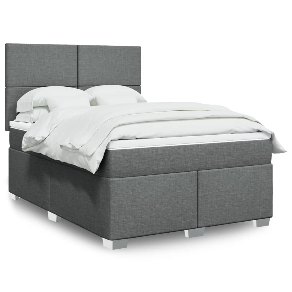 Boxspringbett mit Matratze Dunkelgrau 140×190 cm Stoff