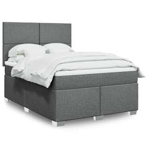 Box spring postel s matrací tmavě šedý 140 x 190 cm textil - obrázek 1