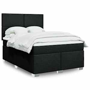 Box spring posteljni z vzmetnico črn 140x190 cm blago