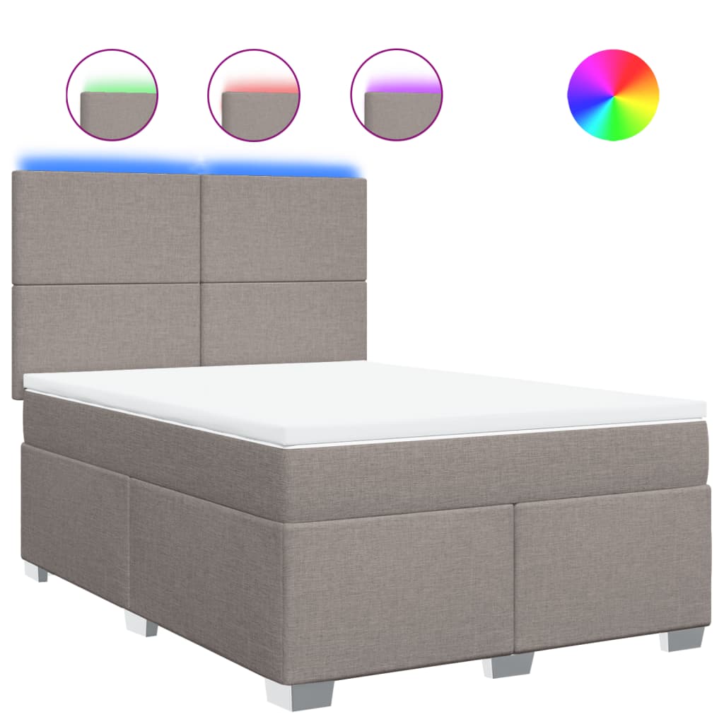 vidaXL Box spring postel s matrací taupe 140x190 cm textil