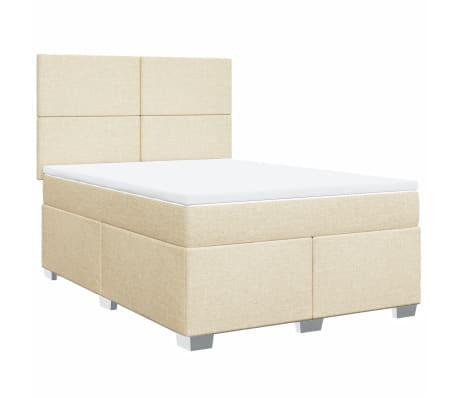 vidaXL Boxspringbett mit Matratze Creme 140x190 cm Stoff