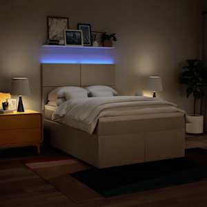 Box spring postel s matrací krémová 140x190 cm textil - obrázek 5