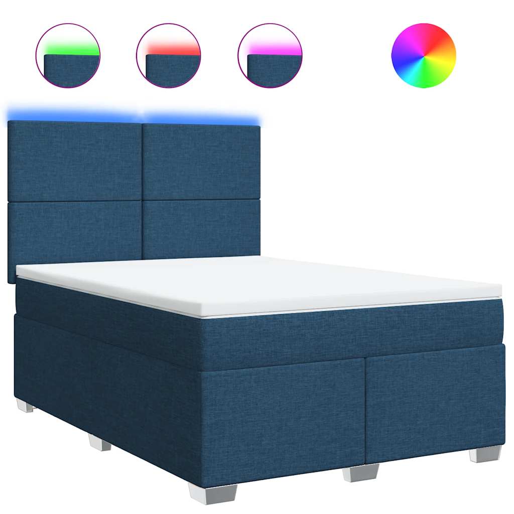 Thumbnail - vidaXL Boxspringbett mit Matratze Blau 140x190 cm Stoff